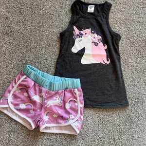 Girls Short/Tank Top Set, 6Y, Unicorn graphic, NWOT